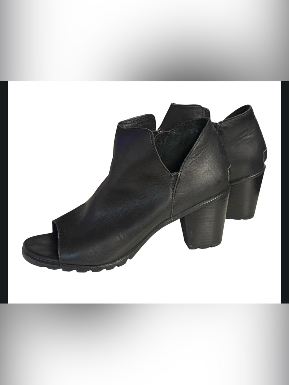 Like new! Sorel Nadia Boots Women's Black Leather Zip Chunky Block Heel Peep Toe